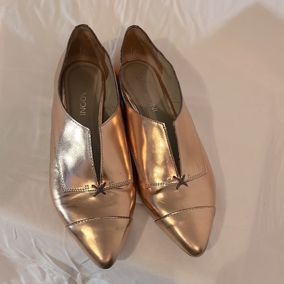 Jay Adoni Vero Cuoio Rose Gold Leather Slip On Pink Pointed Toe Flat W size 7.5 - Picture 1 of 12